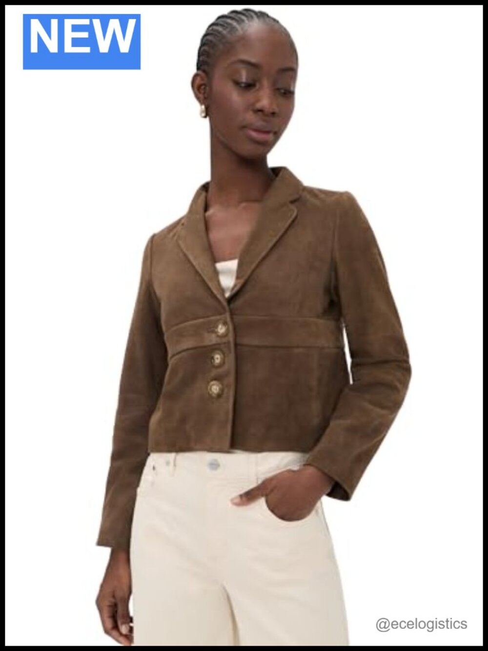 Suede Aviator Jacket Women Leather Moto Faux Fur Trim